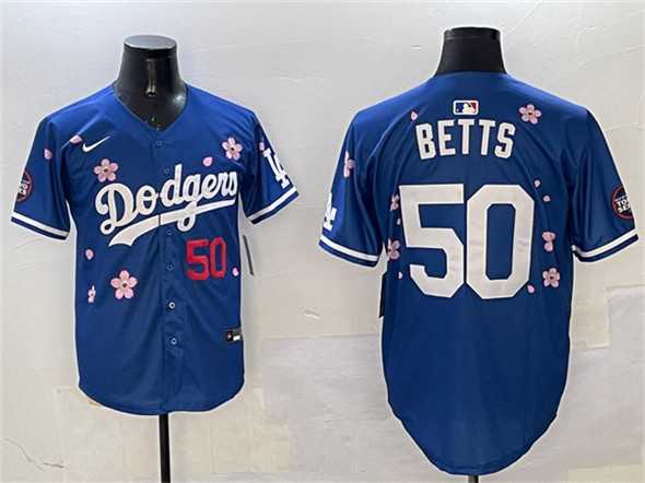 Men%27s Los Angeles Dodgers #50 Mookie Betts Royal 2025 Tokyo Series Limited Stitched Jersey->los angeles dodgers->MLB Jersey